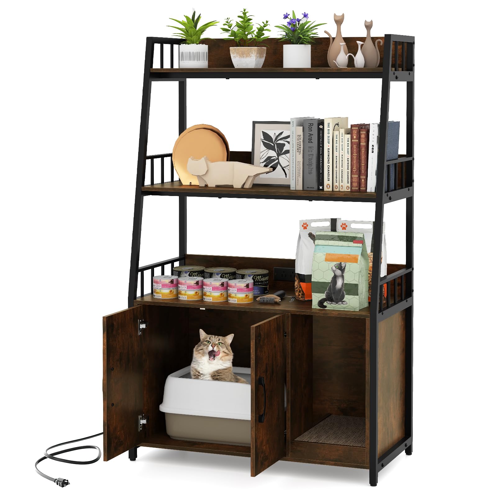 Tangkula Litter Box Enclosure with Shelves